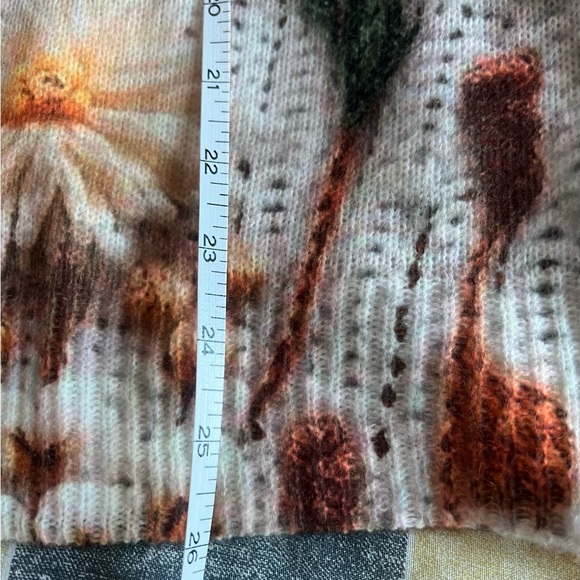 NWOT Floral Knit Sweater in Orange & White - Picture 2 of 7